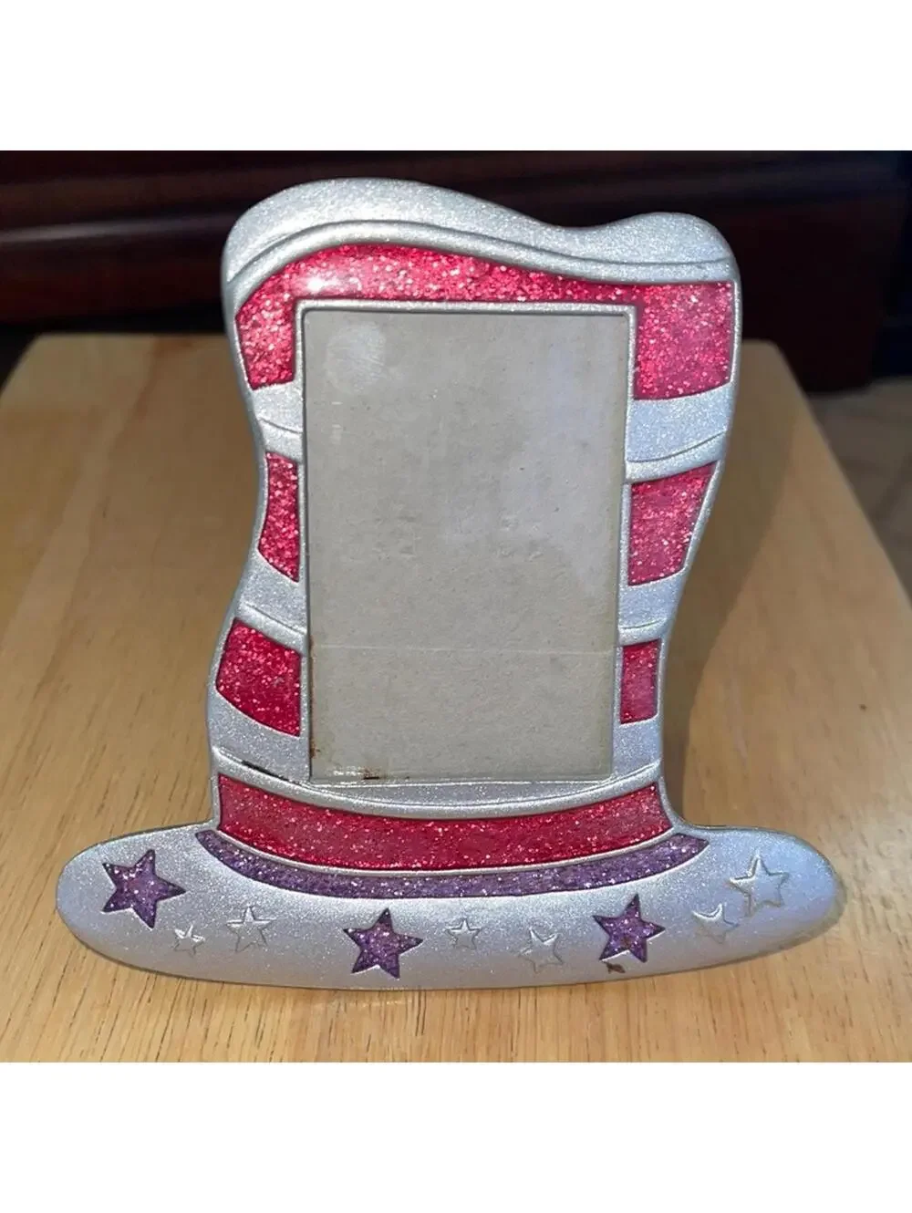 Dr. Seuss style Silver stripes & stars hat frame NWOT